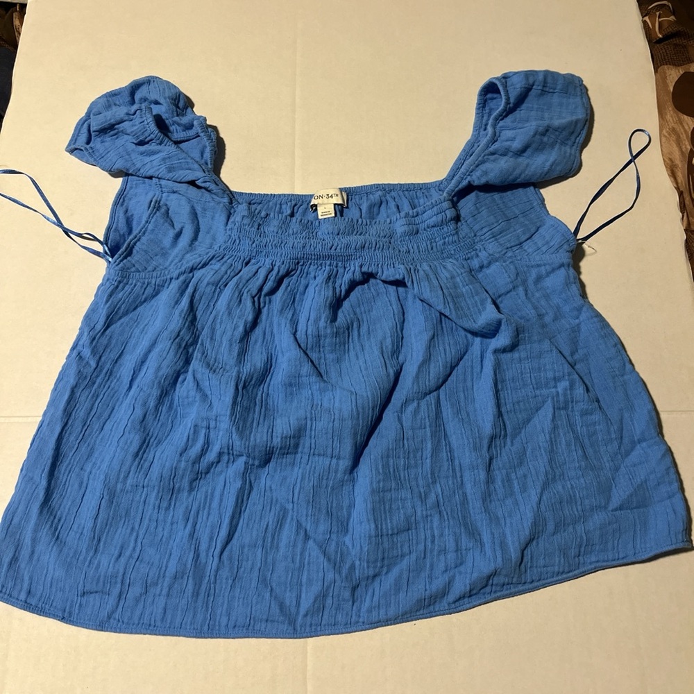 Chic Blue Smocked Blouse